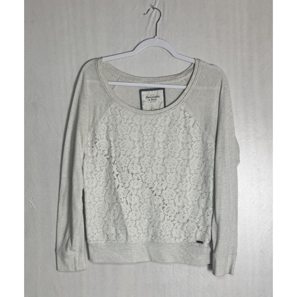 Abercrombie & Fitch Womens Lace Front Pullover Top Balletcore Soft Girl Sz Large